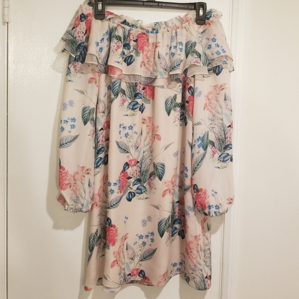 Parker Off The Shoulder 100% Silk Floral Dress — image 6 of 8
